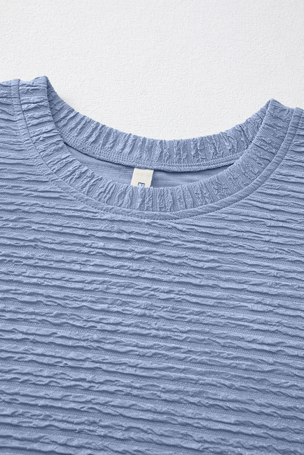 Myosotis Solid Color Textured Crinkle Short Sleeve T Shirt Dress