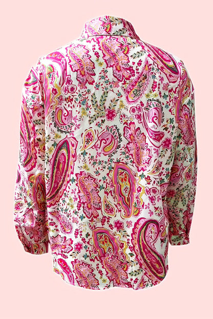 Pink Floral Paisley Printed Casual Shirt - Chic Meadow Boutique 