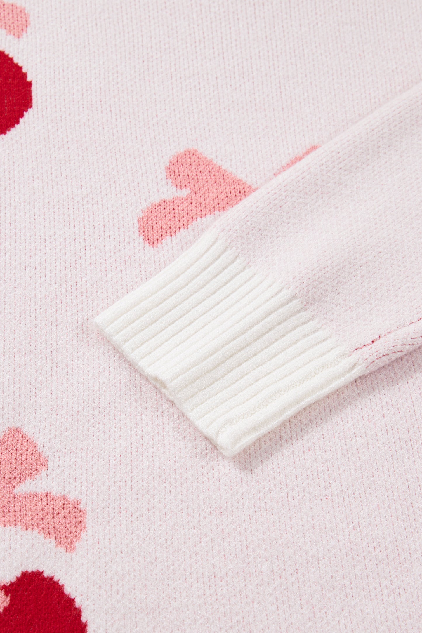 White Cherry Pattern Drop Shoulder Sweater