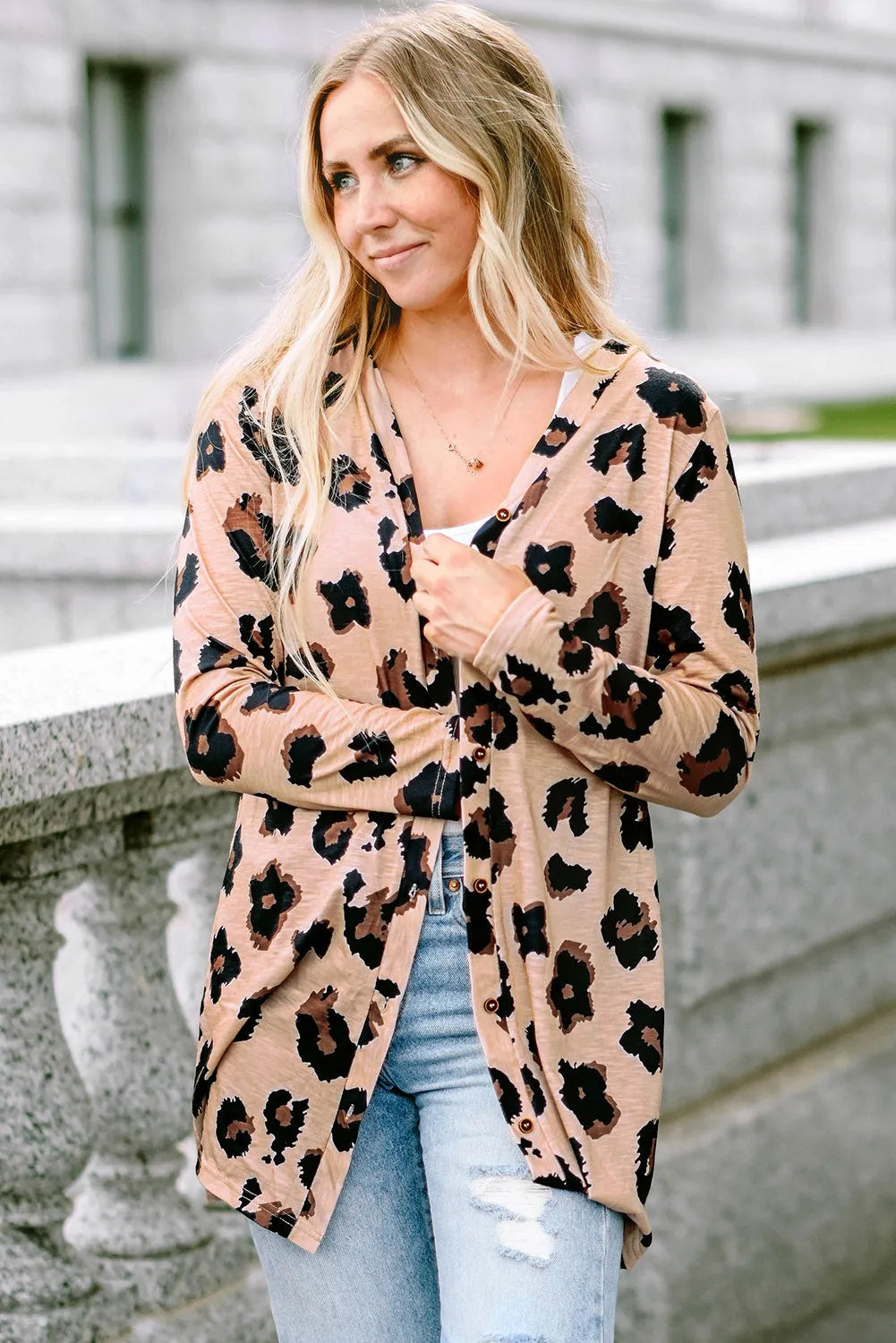 Leopard Printed Open Front Cardigan - Chic Meadow Boutique 