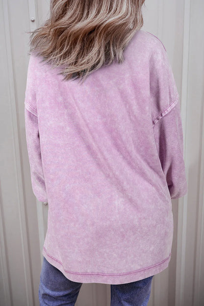 Orchid Petal Mineral Wash Drop Shoulder Pullover Sweatshirt - Chic Meadow Boutique 