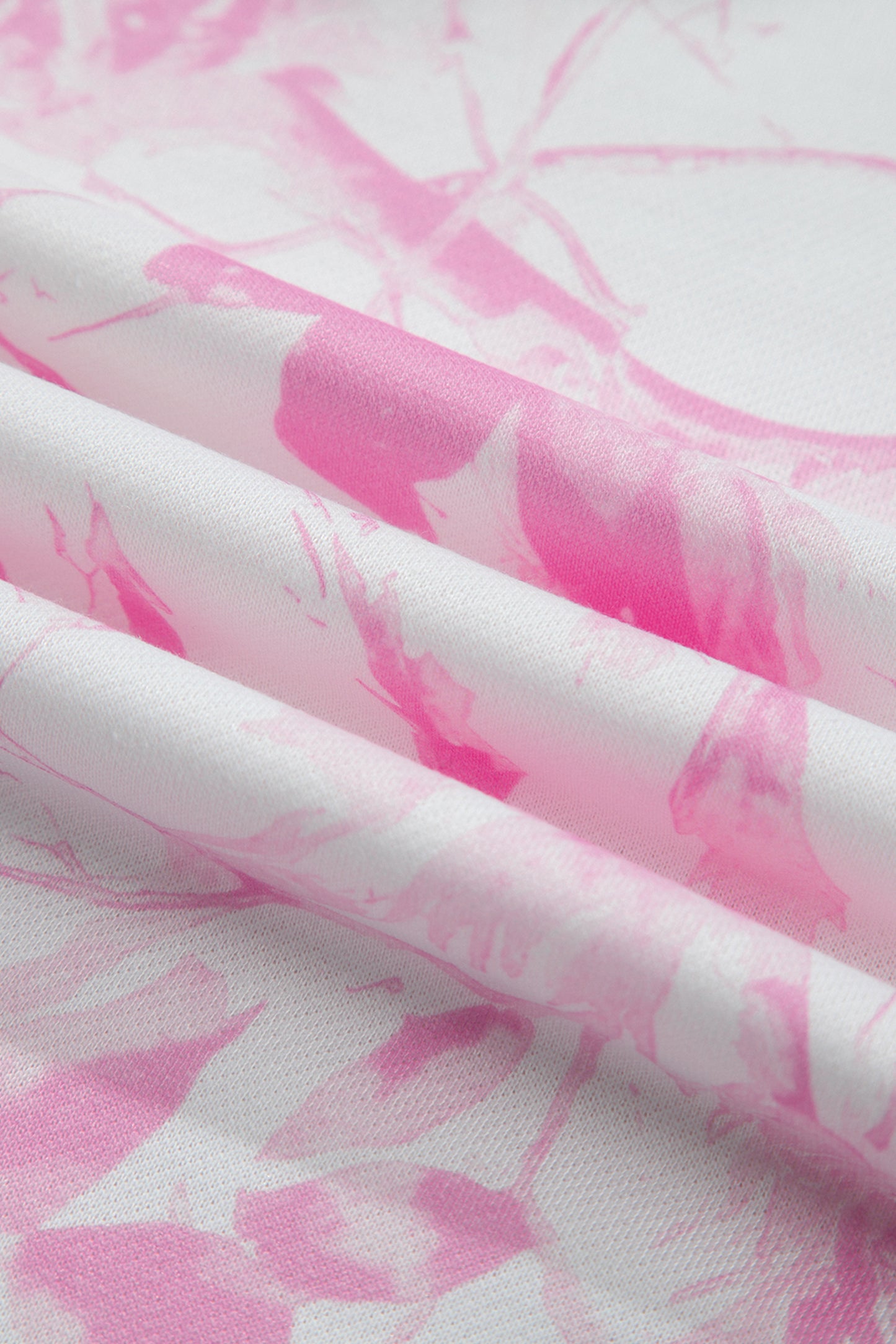 Pink Abstract Plant Print Long Sleeve V Neck Pant Set