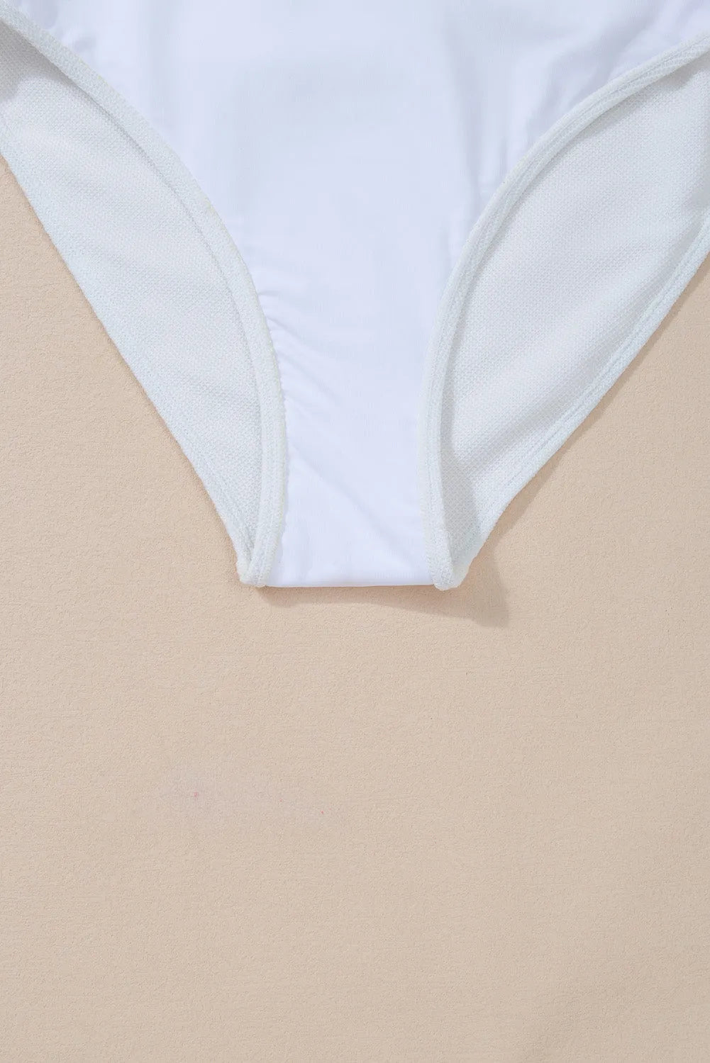 White Asymmetric Ruffle Trim Tie Waist One Piece Swimsuit - Chic Meadow Boutique 