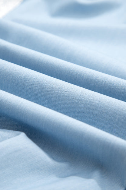 Beau Blue Lace Accent Floral Patched Pocket Pleated Wide Leg Slouchy Pants