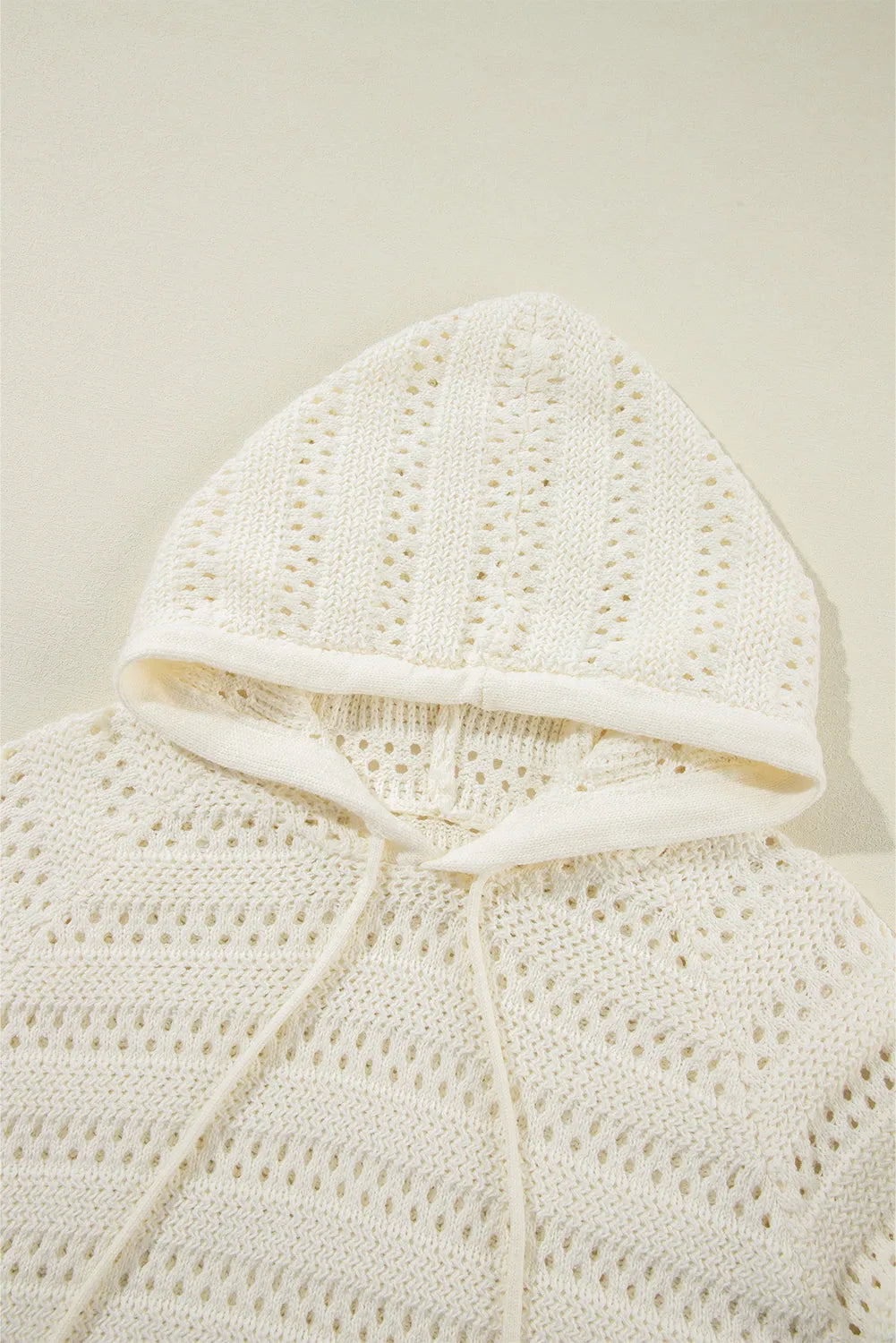 Tops/Sweaters & Cardigans White Pointelle Knit Raglan Sleeve Hooded Sweater