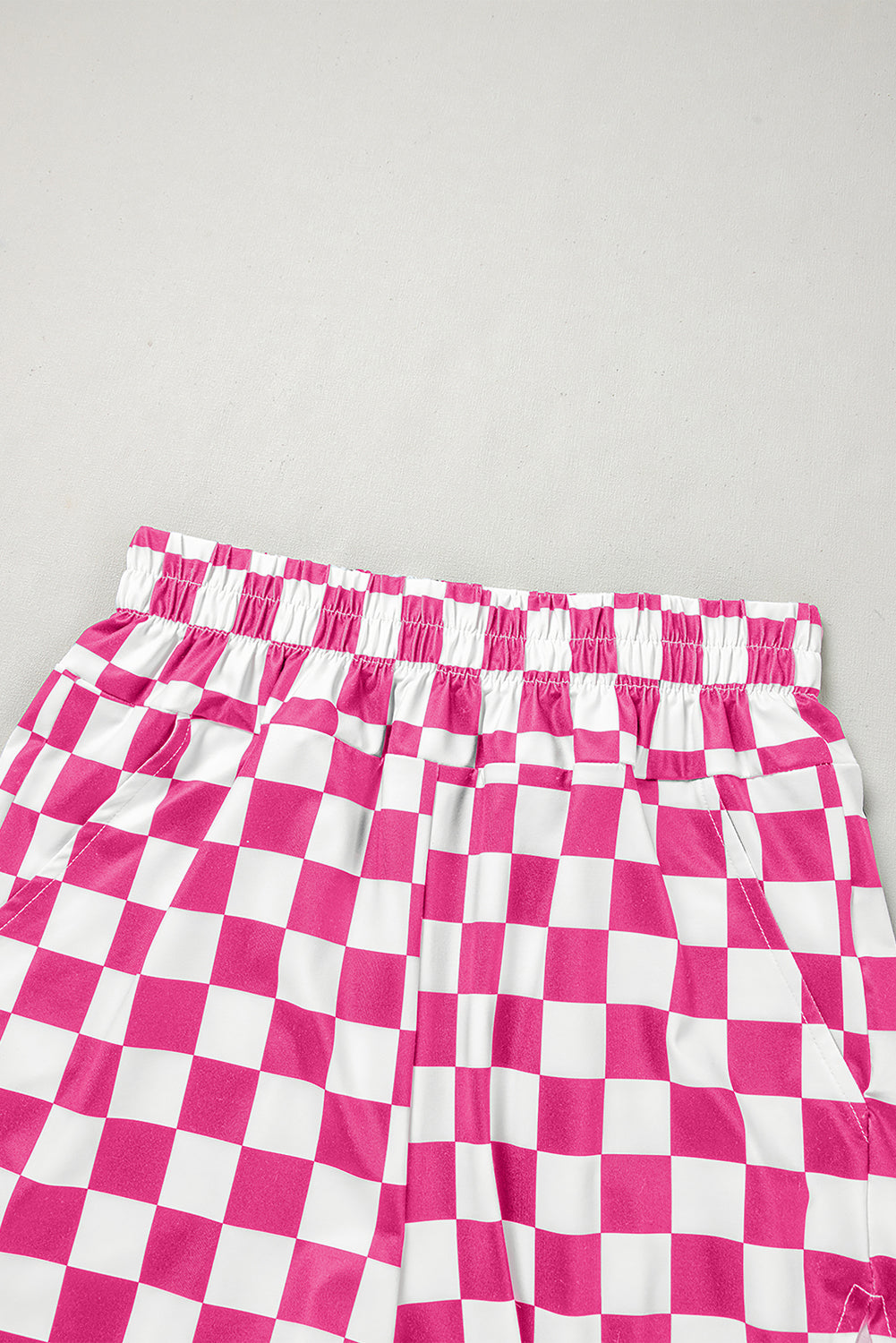Rose Checkered Print High Waist Casual Shorts