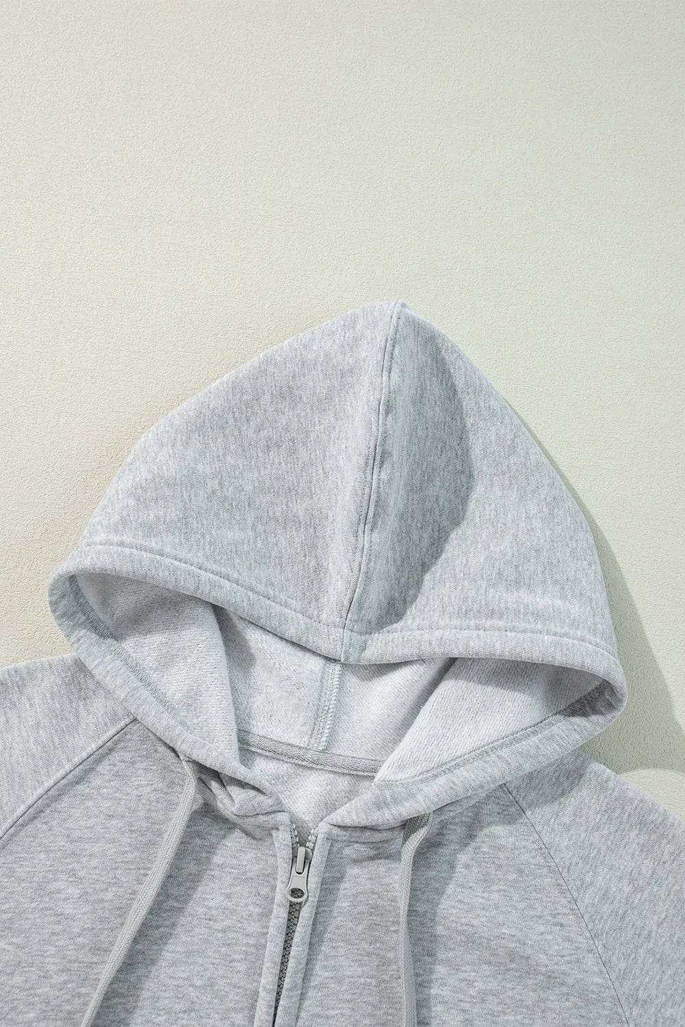 Light Grey Solid Color Fleece Lined Zip up Hoodie - Chic Meadow Boutique 