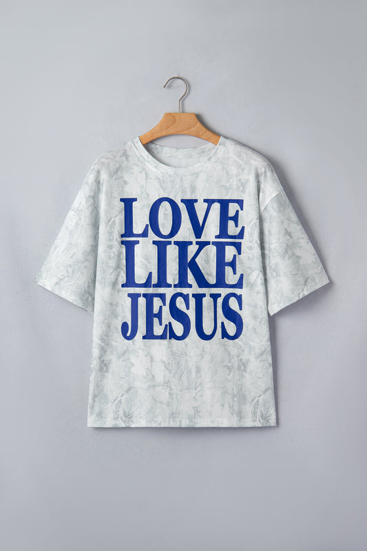 Gray Love Like Jesus Camouflage Oversized T Shirt