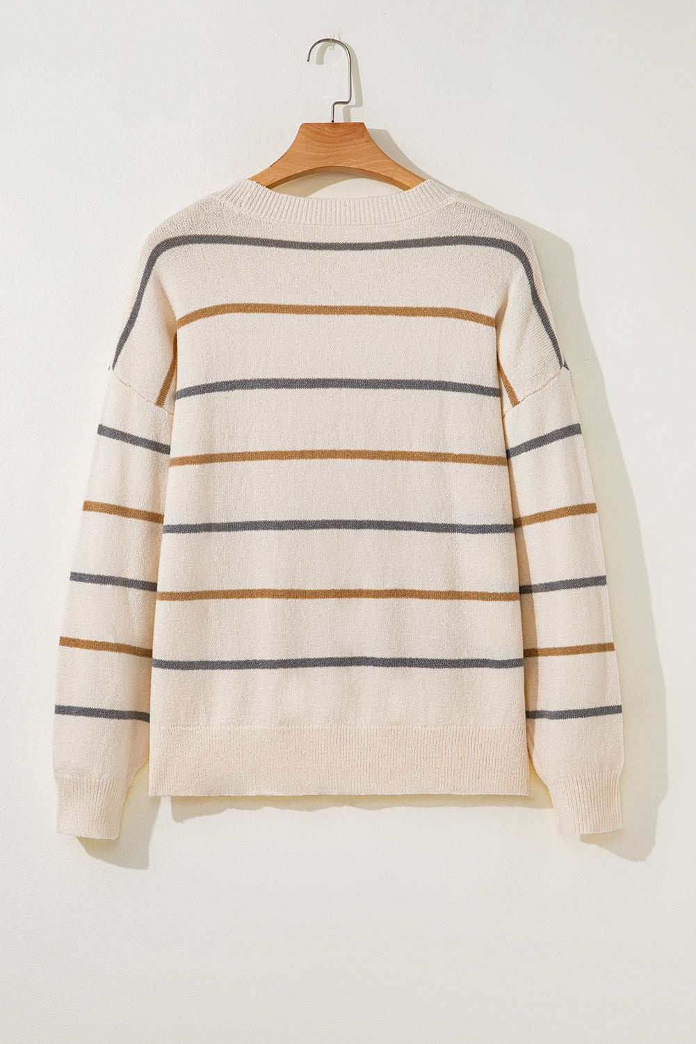 Multicolour Striped Drop Shoulder Plus Sweater