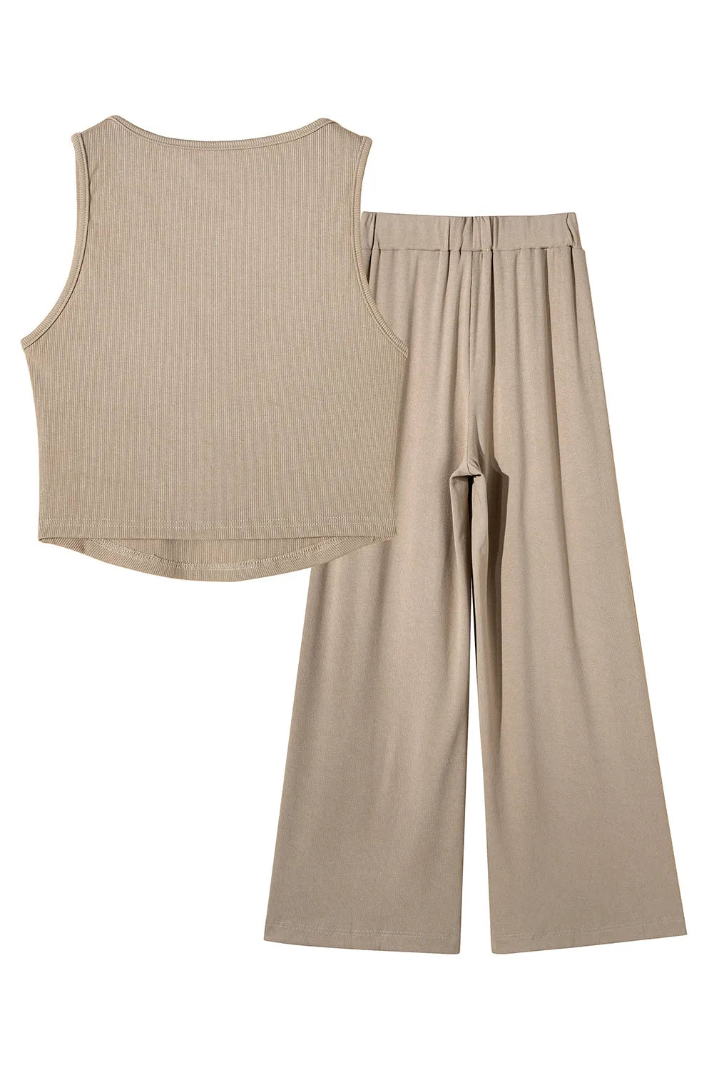 Parchment Textured Sleeveless Crop Top and Wide Leg Pants Outfit - Chic Meadow Boutique 