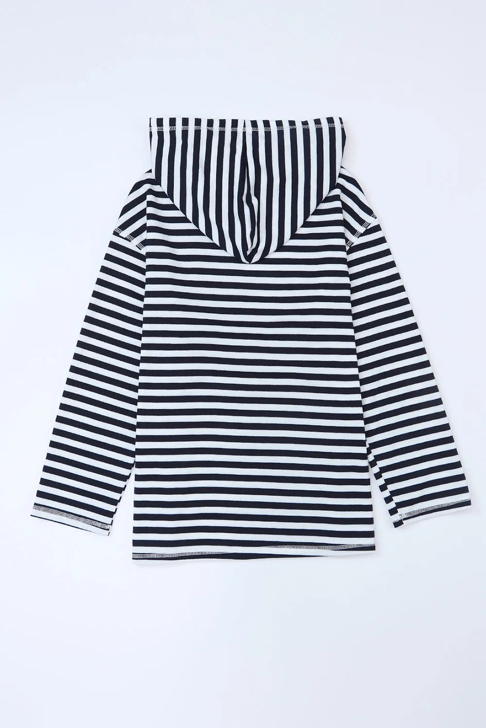 Stripe Kangaroo Pocket Drawstring Hoodie - Chic Meadow Boutique 