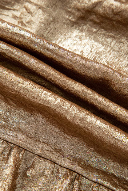 Gold Metallic Tied Front Babydoll Blouse