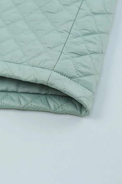 Green Quilted Pocketed Zip-up Cropped Jacket - Chic Meadow Boutique 