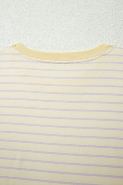 Yellow Stripe Relaxed Tee Drawstring Shorts 2pcs Outfit