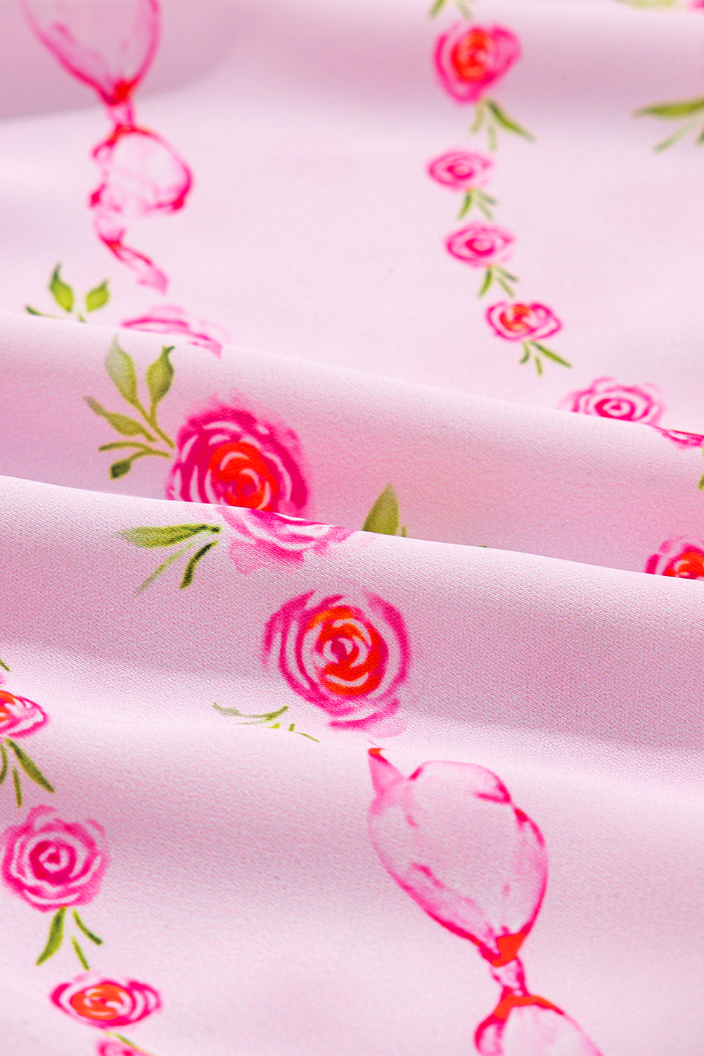 Pink Floral Print Half Zip Kangaroo Pouch Drawstring Hoodie