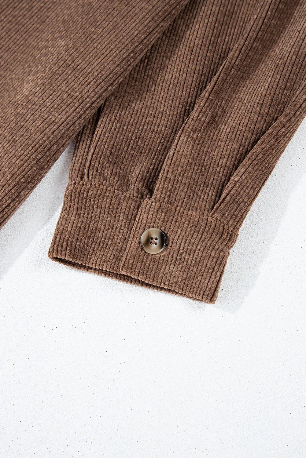 Chestnut Corduroy Flap Pocket Button Up Shacket - Chic Meadow Boutique 