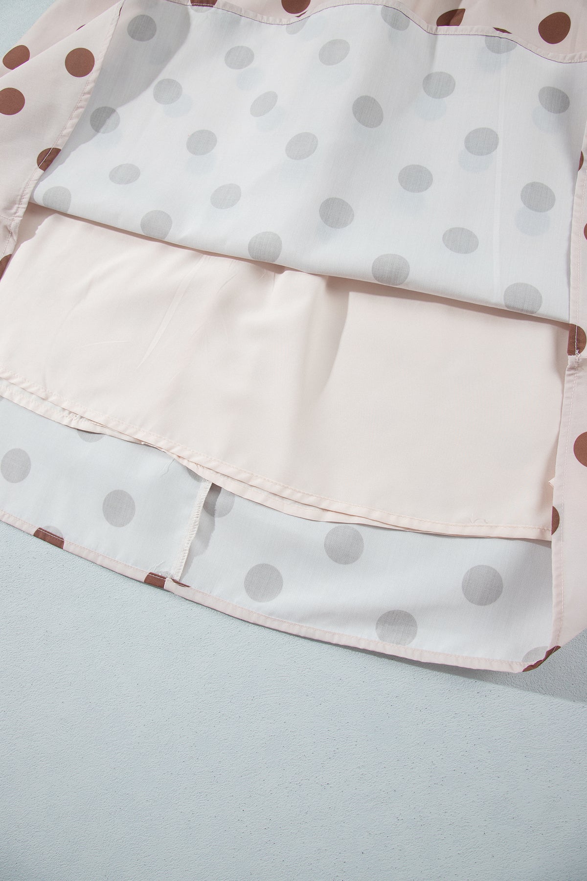 Beige Polka Dot Midi Long Sleeve Dress