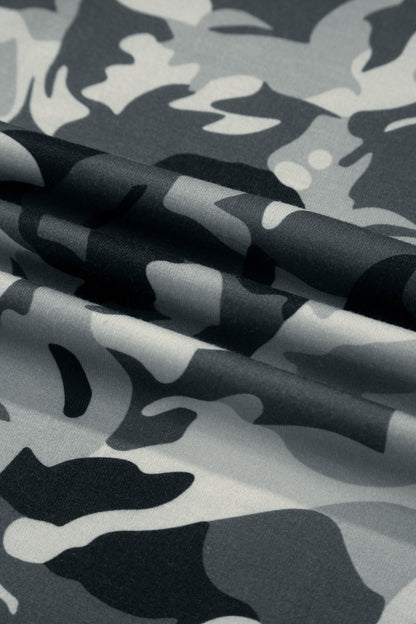 Green Camouflage Print Drawstring Casual Pants