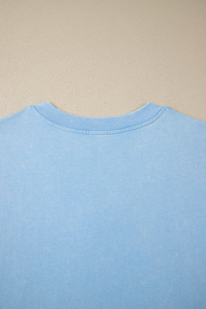 Beau Blue Mineral Wash V Neck Tee Matching Skort Set