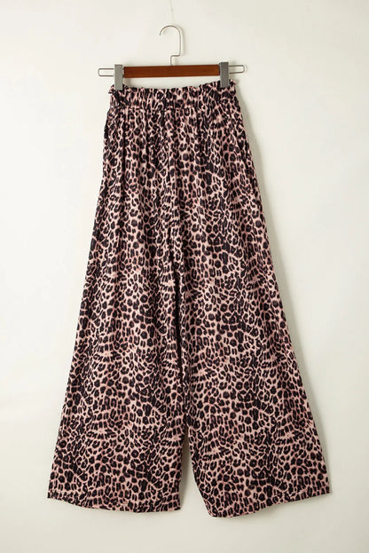 Desert Palm Boho Leopard Wide Leg Pants - Chic Meadow Boutique 