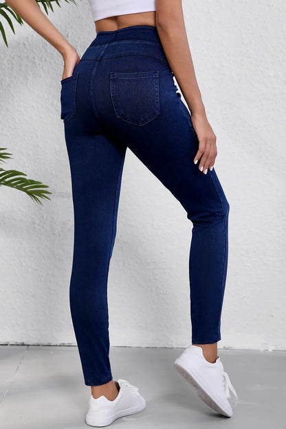 Ashleigh Blue Solid Color High Waist Stretchy Slim Fit Jeggings - Chic Meadow Boutique 