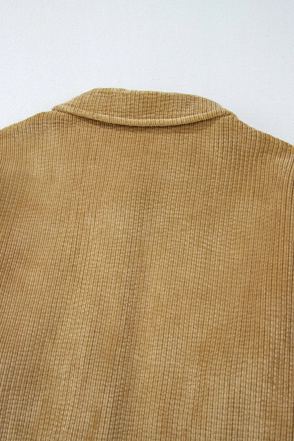 Light French Beige Patched Pocket Button Up Corduroy Shacket - Chic Meadow Boutique 