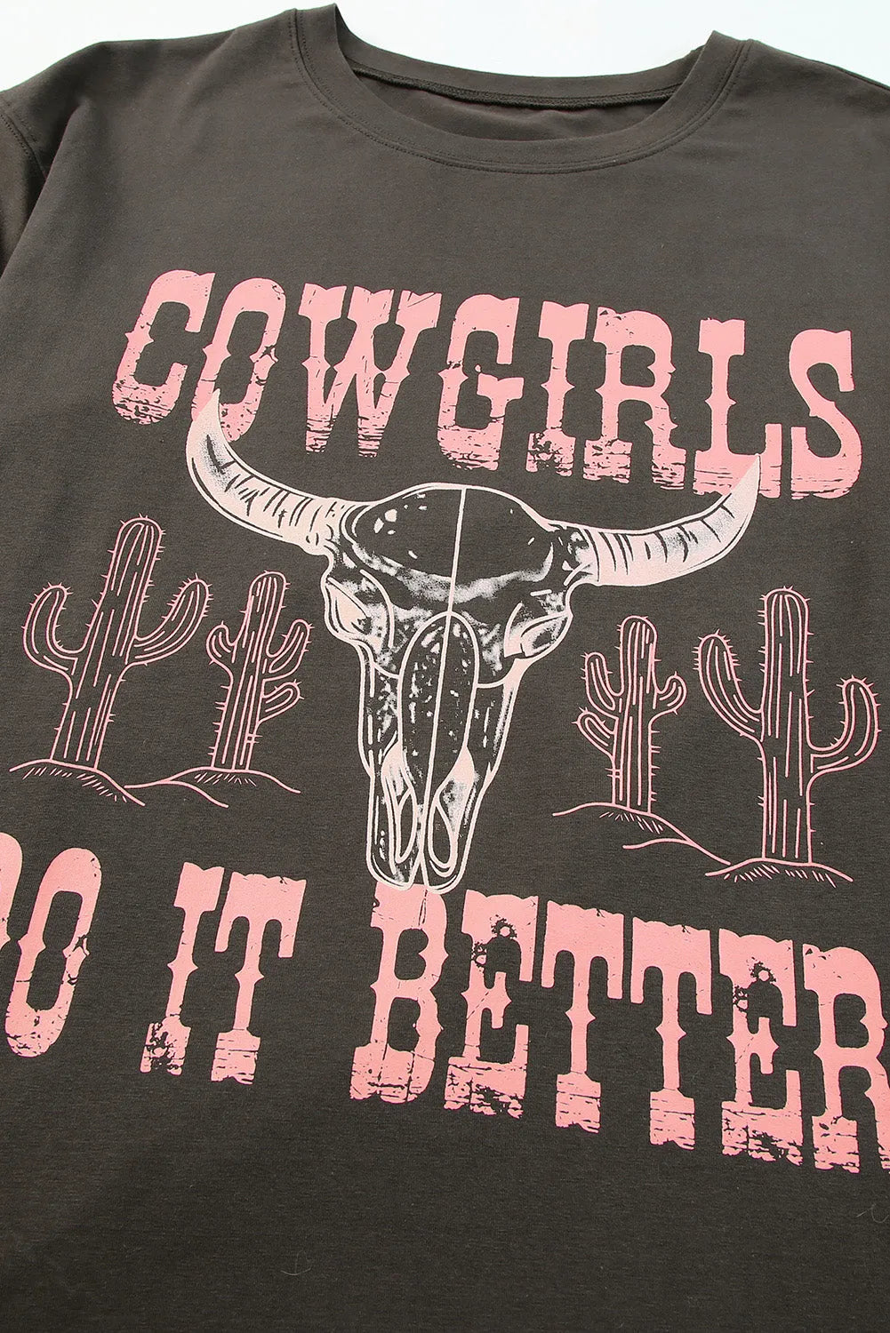 Gray COWGIRLS DO IT BETTER Graphic Print Oversized T Shirt - Chic Meadow Boutique 