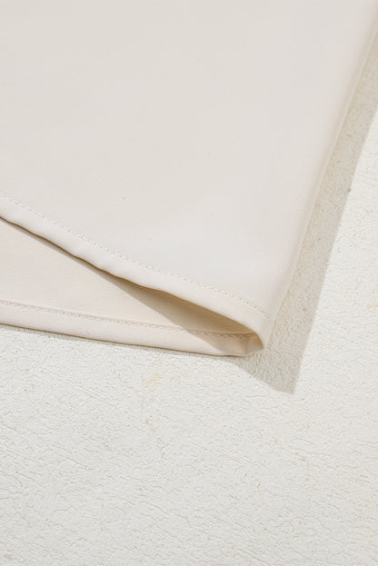 Oatmeal Contrast Geometric Print Patchwork V Neck Short Sleeve Plus Size Top