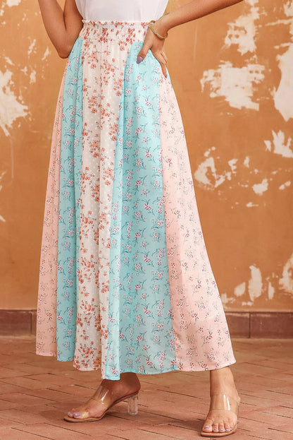 White Multi Floral Print Maxi Skirt - Chic Meadow Boutique 