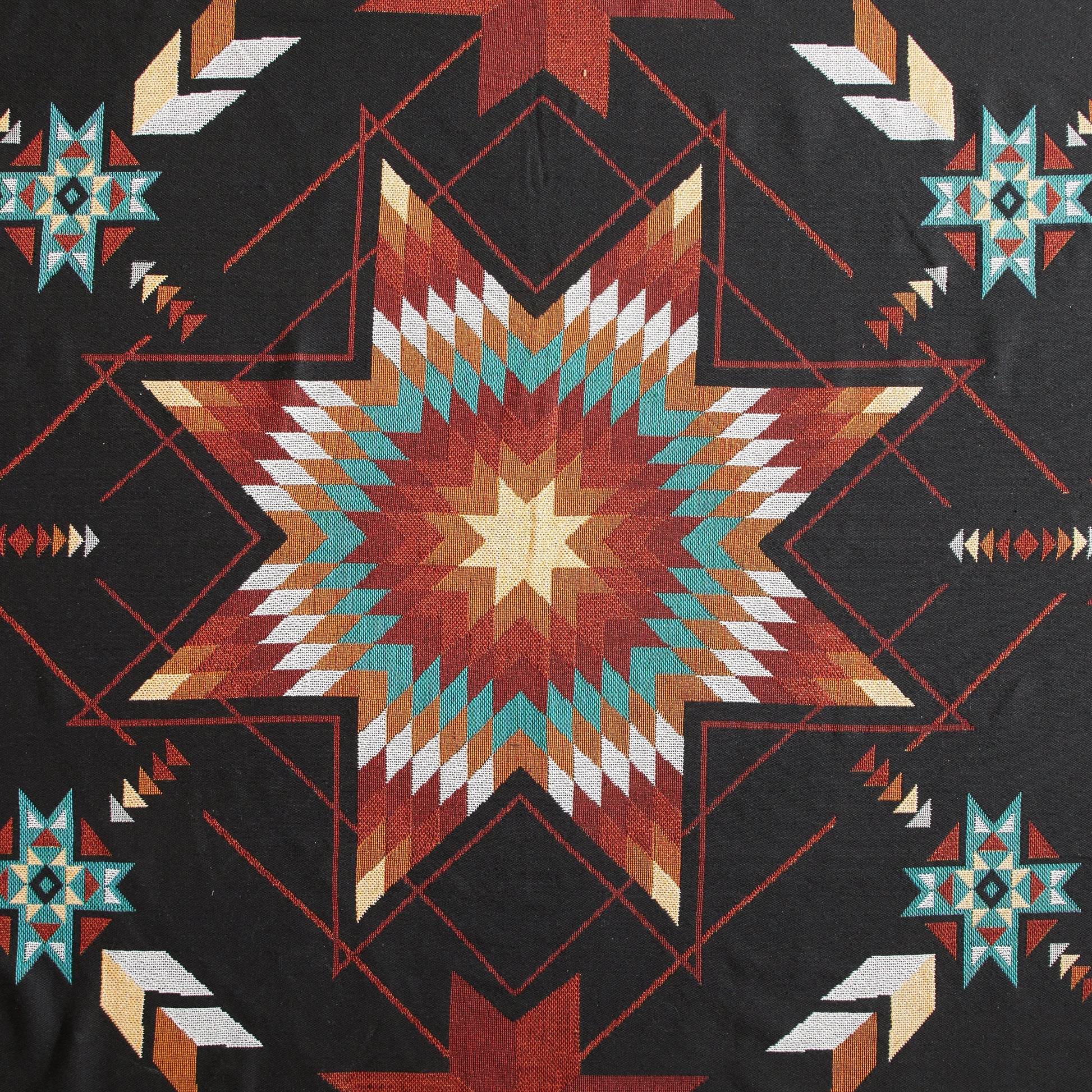 Woven Indigenous Star Throw - Black - Chic Meadow Boutique 