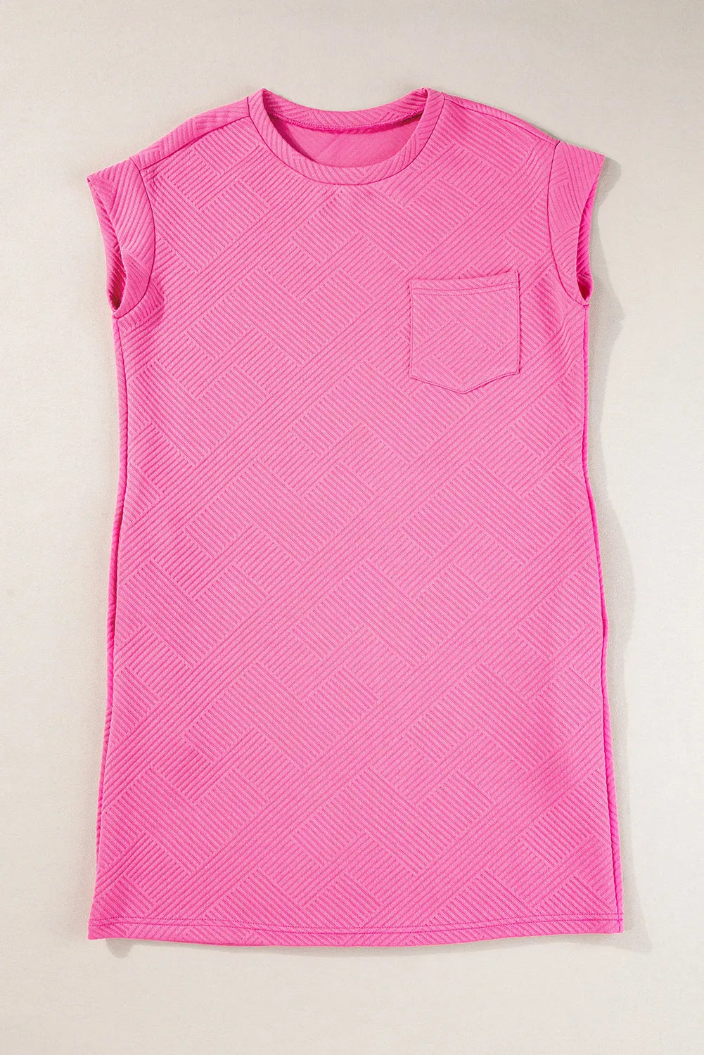 Sachet Pink Textured Cap Sleeve T Shirt Dress - Chic Meadow Boutique 