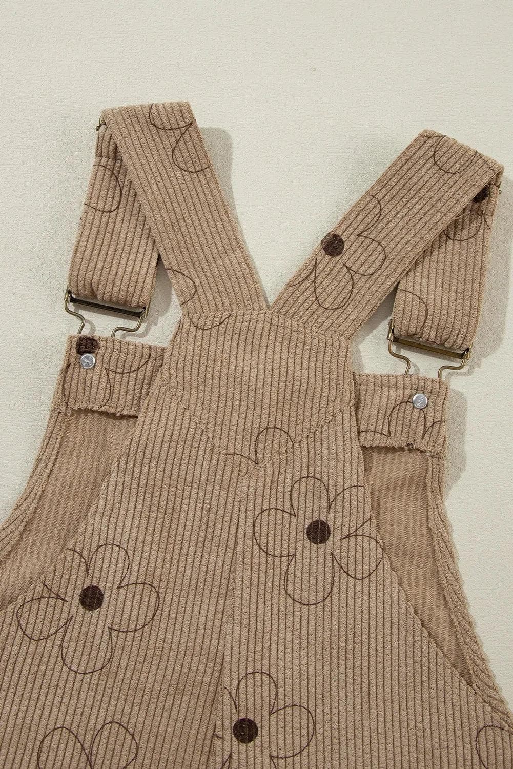 Bottoms/Jumpsuits & Rompers Khaki Flower Print Corduroy Overalls