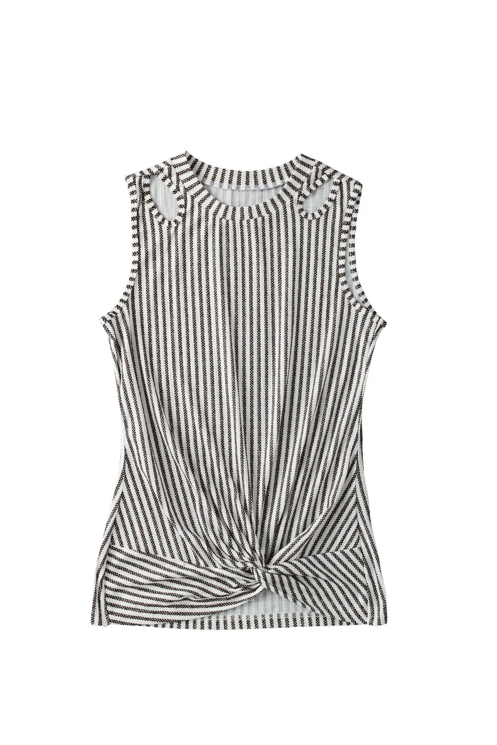 Gray Striped Cutout Twist Front Tank Top - Chic Meadow Boutique 