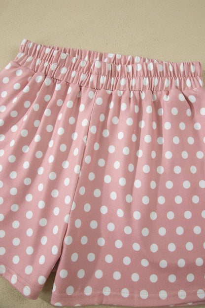 Pink Polka Dot Print Short Set