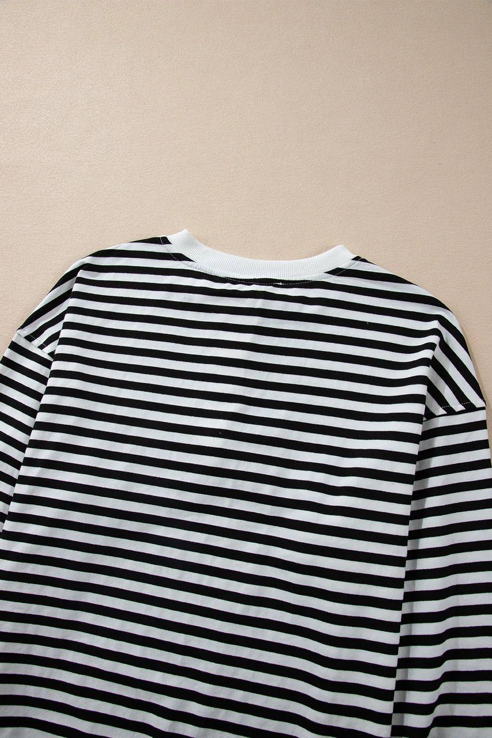 White Stripe Color Block Buttoned Crew Neck Oversized Sweatshirt - Chic Meadow Boutique 