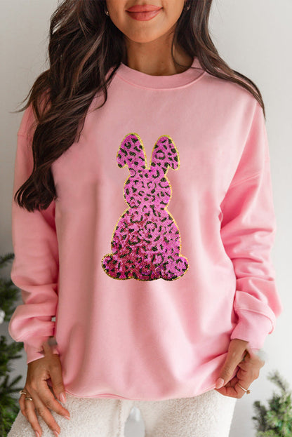 Pink Cheetah Easter Rabbit Graphic Sweatshirt