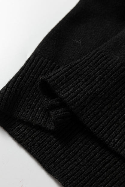 Black Colorblock Crew Neck Drop Shoulder Sweater