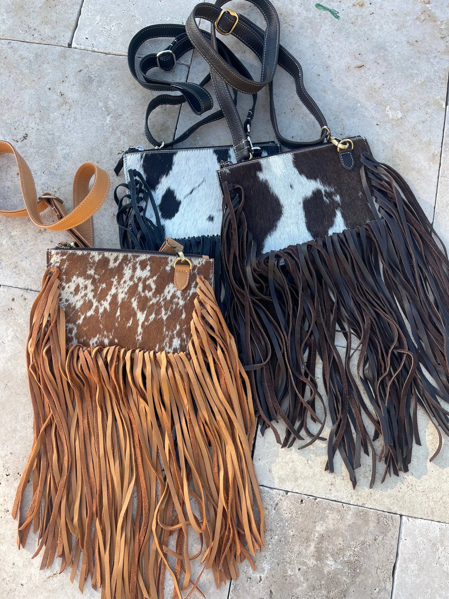 THE JESSE CROSSBODY cowhide fringe tassel purse bag - Chic Meadow Boutique 