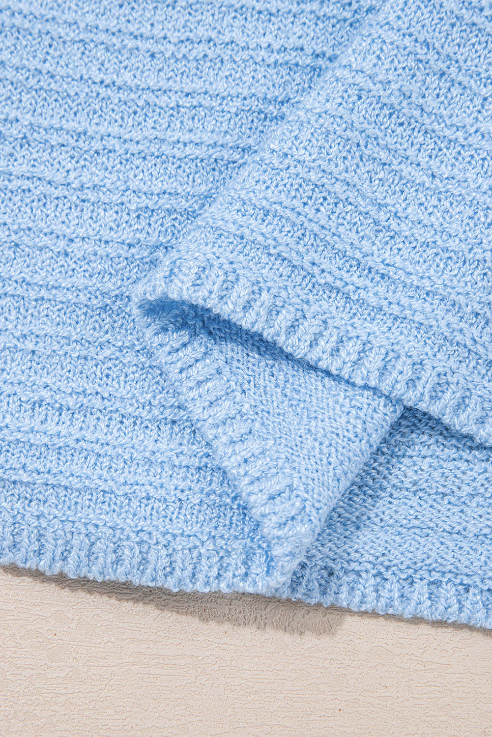 Beau Blue Horizontal Ribbing Patchwork Swing Sweater Tank