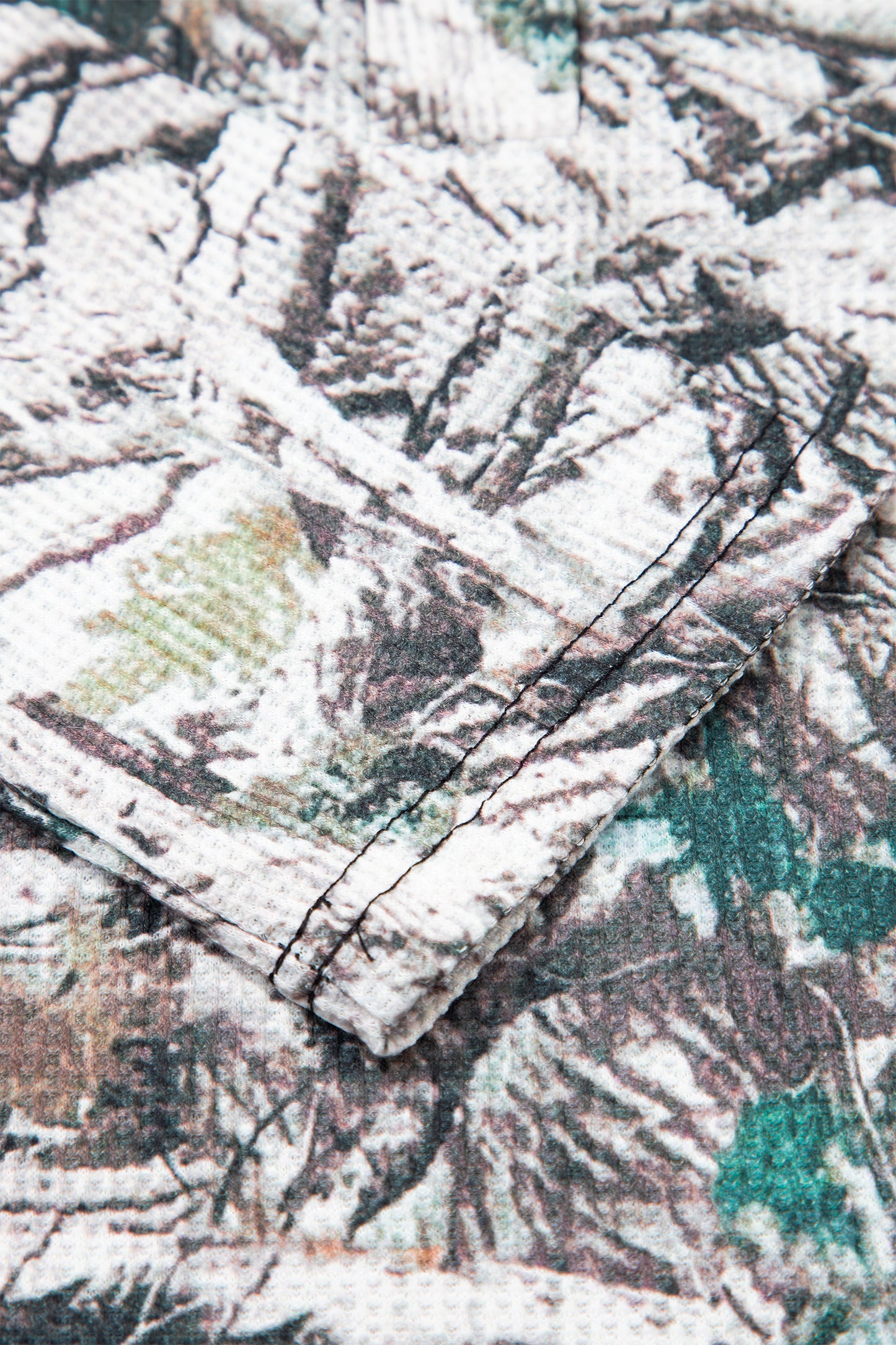 Brown Camo Long Sleeve Top Elastic Waist Shorts Two Piece Set