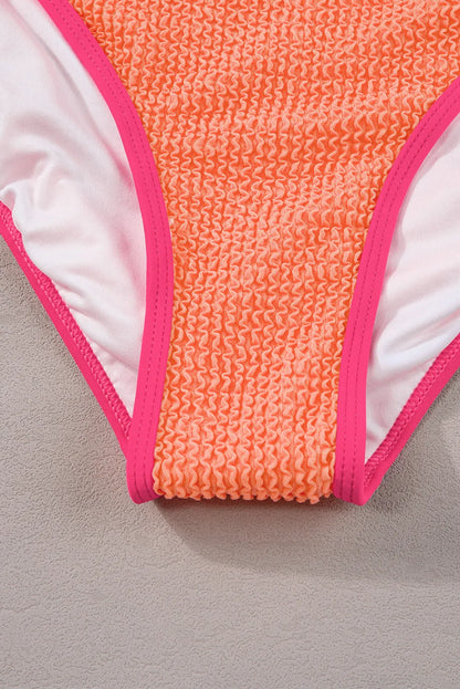 Grapefruit Orange Color Block High Waisted Sexy Bikini Set - Chic Meadow Boutique 