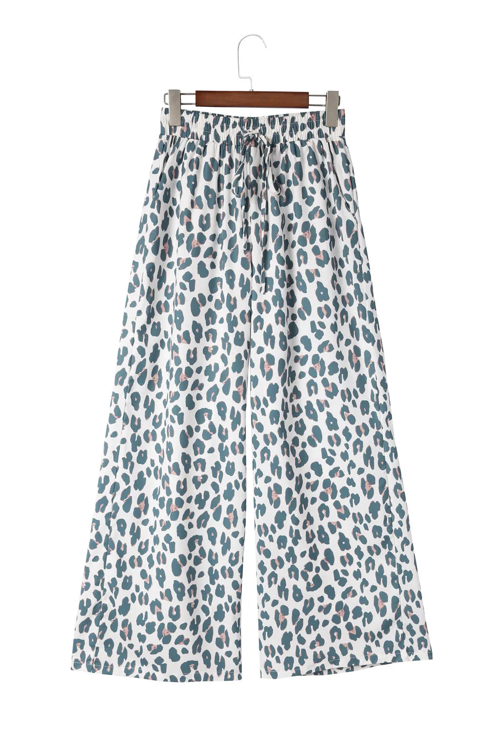 White Leopard Print Pocketed Wide Leg Pants - Chic Meadow Boutique 