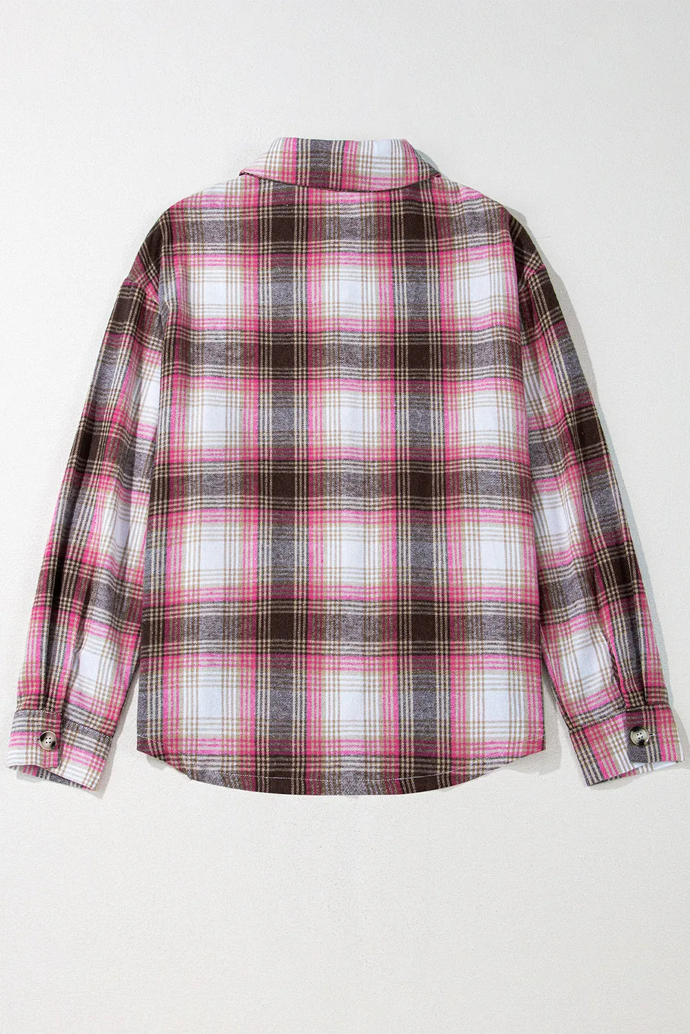 Pink Plaid Flap Pocket Button Up Shacket - Chic Meadow Boutique 