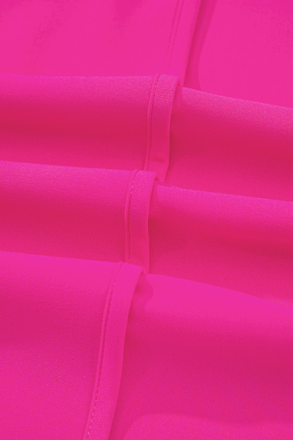 Bright Pink Seamed Back High Low Hem V Neck Cuffed Sleeve Plus Size Tee