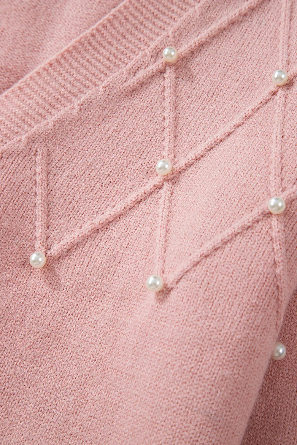 Sepia Rose Textured Knit Pearl Beaded Button Up Cardigan - Chic Meadow Boutique 