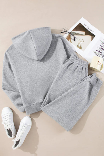 Gray Solid Exposed Seams Hoodie and Joggers Activewear Set - Chic Meadow Boutique 