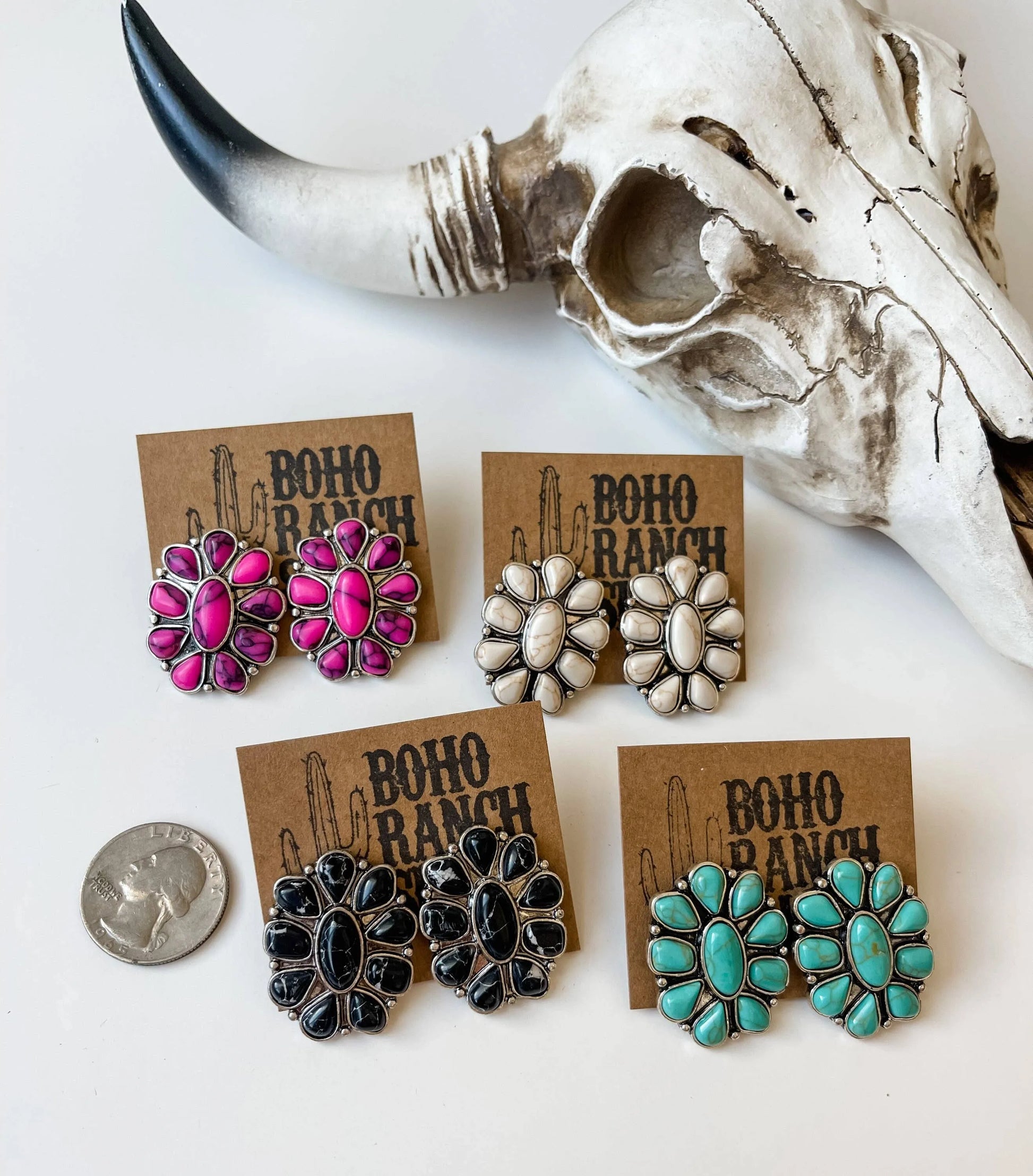 Conch Stone Studs Earrings Western Earring - Chic Meadow Boutique 