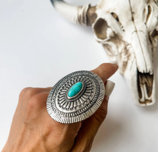 Concho Cuff Ring Western Ring Adjustable - Chic Meadow Boutique 