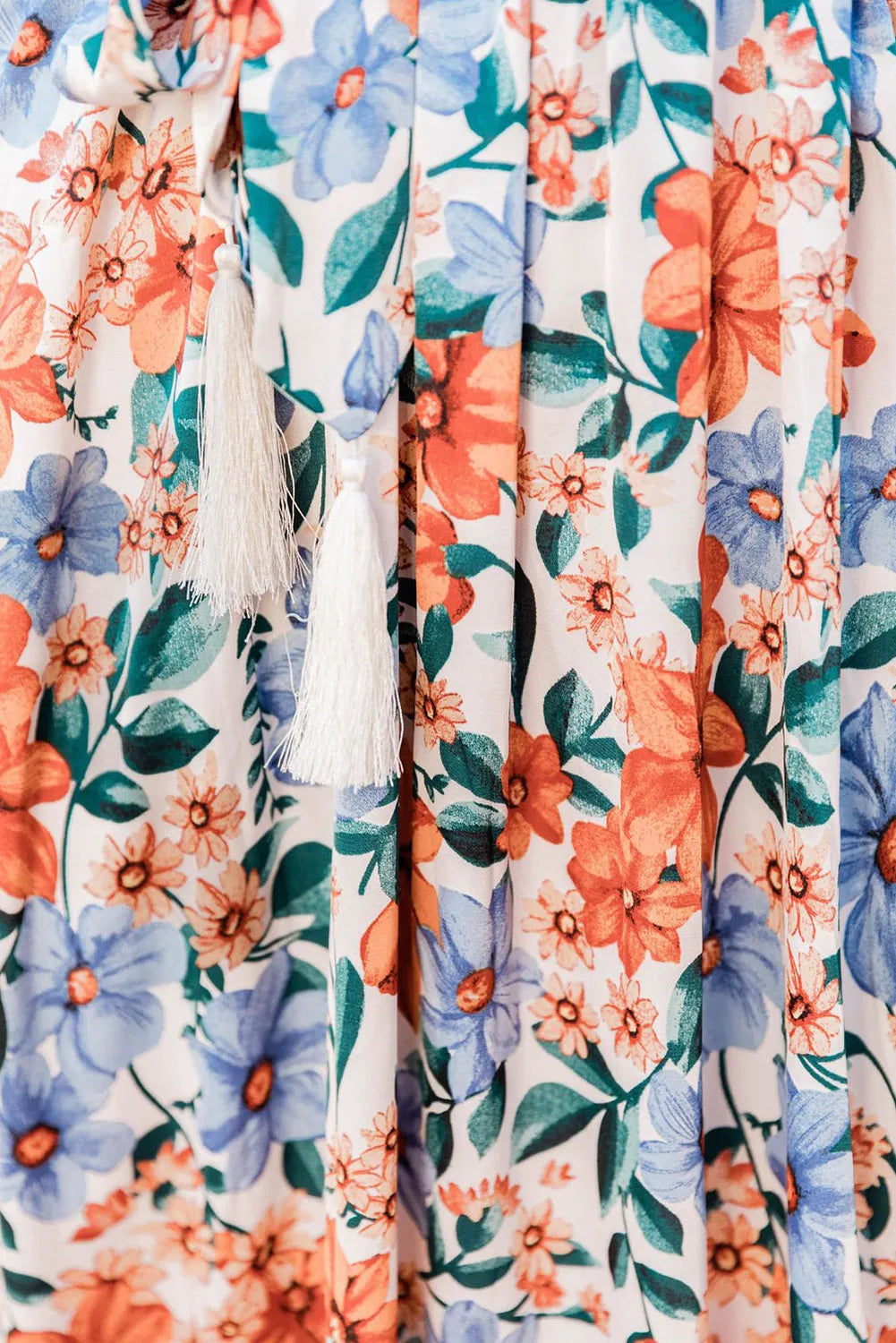 Sky Blue Floral Print Wrap Belted Maxi Dress - Chic Meadow Boutique 