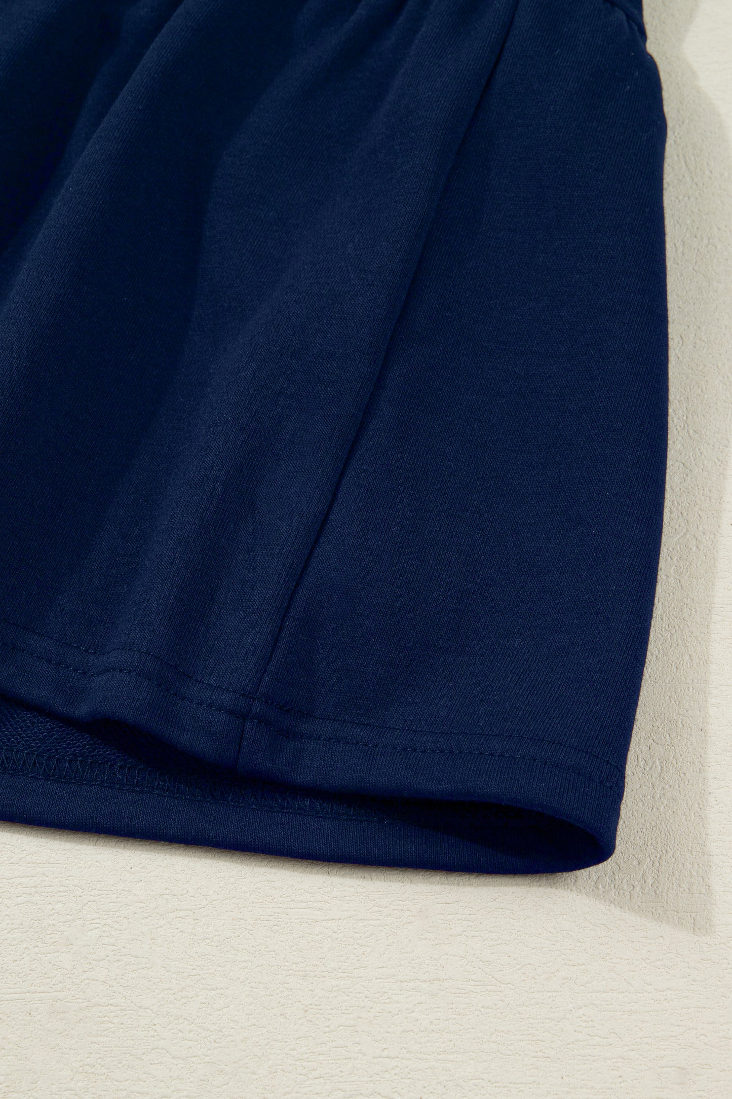 Navy Blue Contrast Striped Cuffs Polo Collar Patchwork Long Sleeve Ruffle Hem Mini Dress